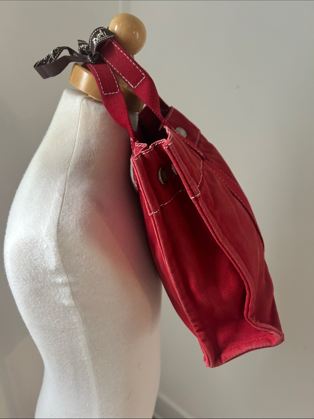 Hermes Fourre Tout PM Red Canvas Tote Bag - Picture 4 of 11